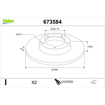 Imagen de VALEO Disco de freno HONDA: CIVIC 10, 10 Stufenheck Eje trasero 282mm 10mm 5Taladro(s) macizo 673584 Discos freno,