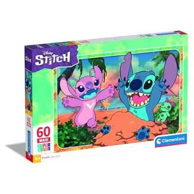 Imagen de Clementoni Disney Supercolor Stitch 60 niños 4 años, Dibujos Animados, Rompecabezas, Made in Italy, Color Maxi Piezas, 26596