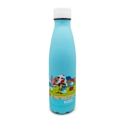 Imagen de NERTHUS Botella Térmica Aldea PITUFOS 500 ml, Doble Pared de Acero Inoxidable