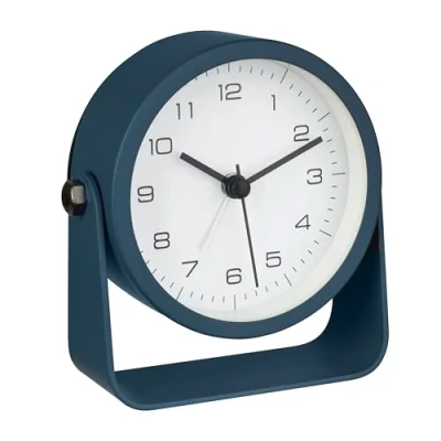 Imagen de TFA Dostmann Despertador analógico diseño 60.1042.06, sin tictac, con retroiluminación, Reloj luz, de Metal/Cristal, Moderno, Color Azul