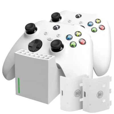 Imagen de snakebyte Xbox Twin Charge SX White Series X Charging Station for Controller, Charger 2 Wireless Controllers, Batteries Rechargeable 800mAh, LED Status, Design