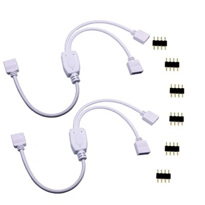 Imagen de LITAELEK 2pcs Cable Divisor Tira LED RGB 1 a 2 Cinta 4 Pines Y Splitter Banda Distribución Strip para 5050 3528 2835 Strip, 30cm, Blanco