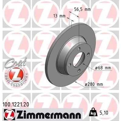 Imagen de Disco de freno ZIMMERMANN 100.1221.20