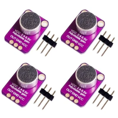 Imagen de 4 amplificadores de micrófono Electret GY MAX4466 con control ganancia ajustable para Arduino (4 unidades)