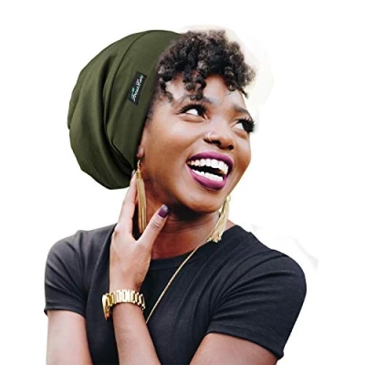 Imagen de FocusCare ADJUST 9 Gorro de dormir ajustable con forro satén para rastas, pelo rizado, Talla L, única rayas c ]