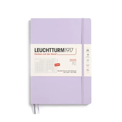 Imagen de LEUCHTTURM1917 370707 Planificador mensual y cuaderno 2025, Composition B5, tapa blanda, 16 meses, a rayas, morado, inglés