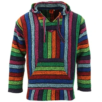 Imagen de LOUDelephant Sudadera con capucha mexicana reciclada Baja Jerga True Sizing M 4XL, Arco Iris, L