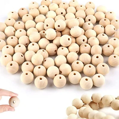 Imagen de redondas Bolas Cuentas de Madera, 90 Piezas 25 mm Natural Madera con Agujero Grande, Para la Fabricación Manualidades Decoraciones, el hogar, Joyas Bricolaje (25mm, 90pcs)