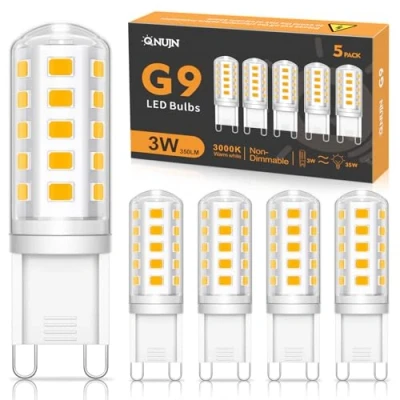 Imagen de Bombillas LED G9 blanco cálido, 5W, 500LM, 3000K, reemplazo para bombilla halógena de 50W, G9, no regulable, sin parpadeo, ángulo haz 360, AC 220 240V, bajo consumo