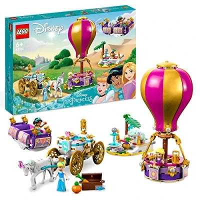 Imagen de LEGO Disney Princess Viaje Encantado de las Princesas, Juego 3en1, Mini Muñecas Cenicienta, Rapunzel y Jasmín, Carroza con Caballo, Alfombra Mágica Globo, Regalos Niñas Niños 6 Años o Más 43216