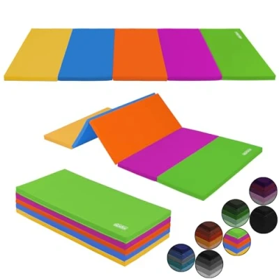 Imagen de ALPIDEX Esterilla de gimnasia 185 x 78 3,2 cm plegable colchoneta ejercicio suave suelo deportiva para el hogar niños adultos, Color:multicolor