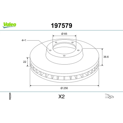 Imagen de VALEO 197579 Disco de freno Eje delantero 256 22 4 ventilado con tornillo SEAT: Mii, VOLKSWAGEN: up! Hatchback