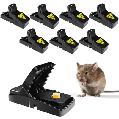 Imagen de Fousenuk Trampa Ratas, 8 Piezas Reutilizable Trampas para Ratones, Profesional Ratas Grandes, Robusta, Potente y Eficaz Lavable, Ratones Interiores Exteriores