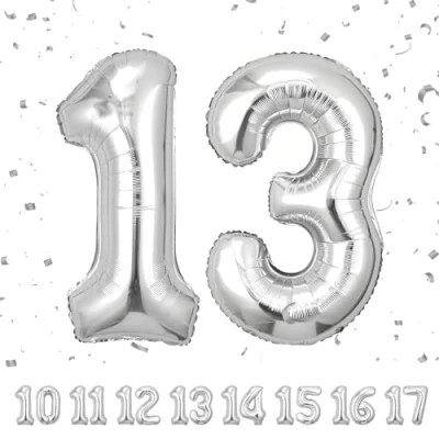 Imagen de Globos de Cumpleãnos Numeros 13 Plata,101 CM Globo Gigantes Grandes Decoracion,Globo Numero Niño Niña Adultos decorazione,Vuelan con Helio