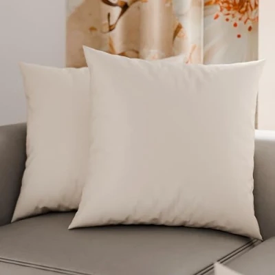 Imagen de PETTI ARTIGIANI ITALIANI Par de Fundas Almohada 65x65 cm, Pareja Funda Cojín Lisas Crema, 100% Microfibra Hipoalergénica, Made in Italy