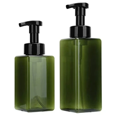 Imagen de Dispensador de Jabón 2 Piezas, 250ml + 450ml Botella Bomba Reutilizable, Espuma Recargable para Líquido Champú Aceite Esencial, Verde