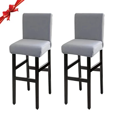 Imagen de Jaotto Fundas de Silla Bar 2 Piezas,Fundas para Taburetes Cuadrados Cocina,Modernas Altos Giratoria Corta Lavable,Cubiertas Taburete Bar(Humo Gris,2 Pack)