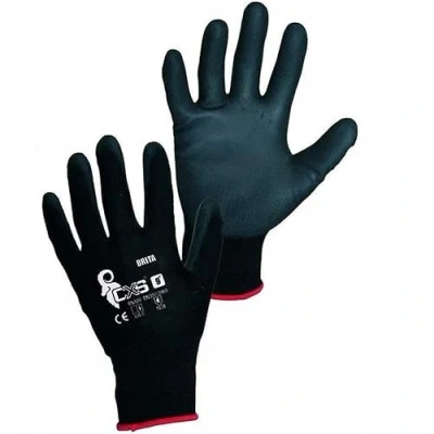 Imagen de CXS Brita Guantes de trabajo (12 unidades) Montaje antideslizantes sin costuras Muy Cómodos, para reparaciones, industria automovilística, Auto Service, Taller (9 (24 pares), Negro)