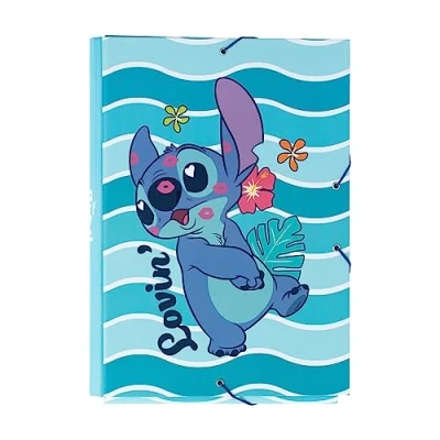 Imagen de Grupo Erik Carpeta escolar A4 Stitch solapas Tapa Dura Infantil con gomas Material Para Vuelta al cole, Niños y niñas