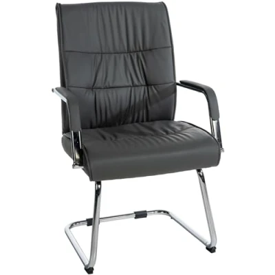 Imagen de Silla Estilo Cantilever Sievert Tapizada En Cuero Sintético I De Conferencias con Reposabrazos Oficina Sin Ruedas IColor:, Color:Gris