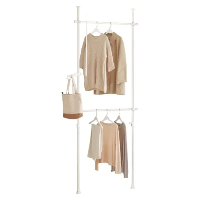 Imagen de SoBuy Perchero de Ropa Telescópico Altura Ajustable Sistema Extensible con 2 Barras Gris 62 113 x 108 285 cm FRG109 HG ES