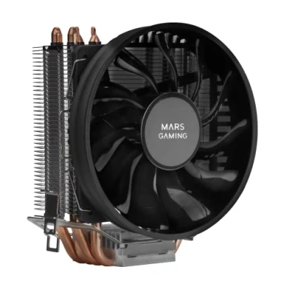 Imagen de Mars Gaming MCPUBK, Disipador CPU, 4 Heatpipes HCT, TDP 160W, Ventilador PWM 11cm, Negro