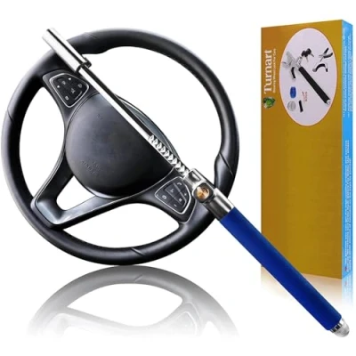 Imagen de Turnart Barra Antirrobo Coche De Acero Inoxidable Con 3 Llaves (Azul)