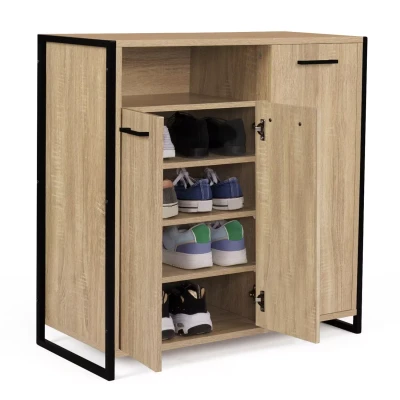 Imagen de IDMarket LUIS 3 puertas zapatero con nicho de diseño industrial
