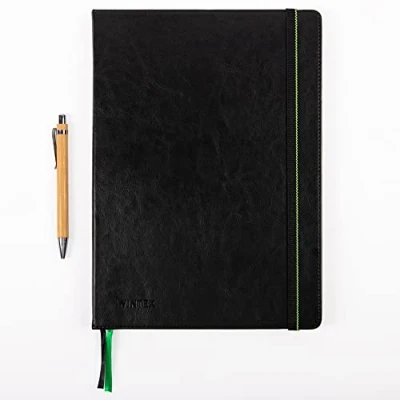 Imagen de WINTEX Libreta de Notas Cuadricula A4 con Perforación 96 Pág. Cuaderno Polipiel para la Escuela o Trabajo Cuadernos/Libretas Cuadriculados Tapa Dura Negro