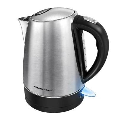 Imagen de KitchenBoss Hervidor de Agua Eléctrico：Hervidore Electrico 1,7L, Acero Inoxidable con Lndicador Luminoso y Filtro Extraíble, Ebullición Rápida 2100W, Apagado Automático