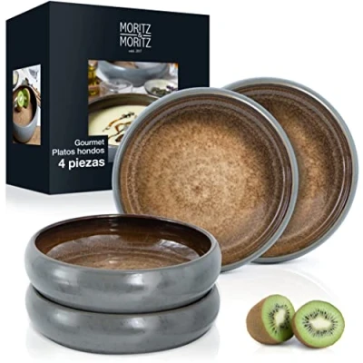 Imagen de Moritz &amp; SOLID 4 platos de sopa gres 19 cm Bowl para sopa, pasta, ensalada o cereales
