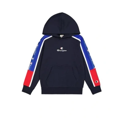 Imagen de Champion Retro Hoodie TAPE Unisex Jersey con capucha para niños, Talla: 9 10a, Dark blue
