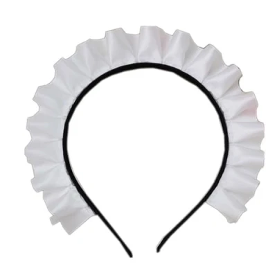 Imagen de amangul Tocado ancho para mujer, encantador, color blanco, diadema de sirvienta, anime, cosplay, accesorio gótico novedoso el pelo (negro y blanco)