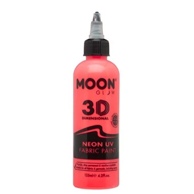 Imagen de Moon Glow Pintura para tela Neon UV 3D textil ropa, camisetas, bolsos, zapatos y lienzos Rojo intenso 125 ml (Paquete de 1)