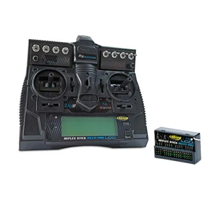 Imagen de Carson 500501004 FS Reflex Stick Multi Pro LCD 2.4 GHz 14 Canales, Mando a Distancia con Receptor para Modelos de vehículos como Coches RC y Barcos (500501004)