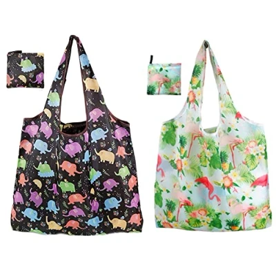 Imagen de LiFangSotre Reusable Shopping Bags Bolsas de Compras,2PCS comestibles Reutilizables Compras Lavables Grandes Plegables ecológicas para Uso Diario Almacenamiento.