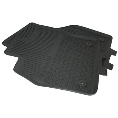 Imagen de Skoda 3V1061551 Juego de 2 Alfombrillas Goma Delanteras Originales para Todo Tipo Clima, Color Negro con Texto