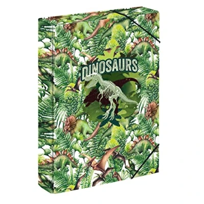 Imagen de Baagl Carpeta para mochilas escolares A4 niños con goma elástica y solapas interiores coleccionable (dinosaurios)