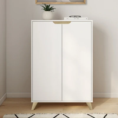 Imagen de Mueble de almacenaje escandinavo blanco con 2 puertas
