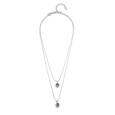 Imagen de UNOde50 Collar Bañado en Plata De Ley Doble Cadena Cristales Facetados Centrales Azules Joya Artesanal Hecho España
