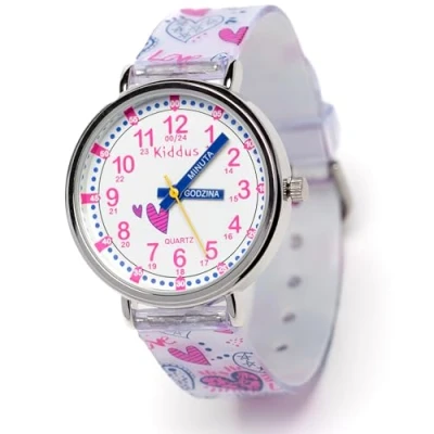 Imagen de Kiddus Reloj Educativo Analógico para niño, niña. Aprende la Hora con Nuestro Fácil Sistema Time Teacher. Ejercicios incluídos. Mecanismo de Cuarzo