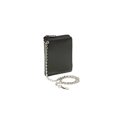 Imagen de LEAS Cartera con Bolsa Cremallera Lateral y la Cadena Monedero para señoras Protección de Informaciones privadas Bloqueo RFID, Piel auténtica, Negro Chain Series&#039;&#039;