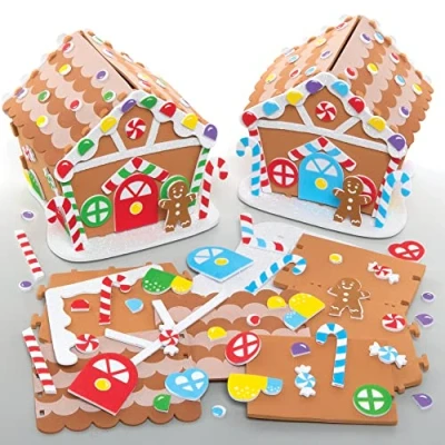 Imagen de Baker Ross FE937 Kits de Manualidades Casita Jengibre Paquete 2, Navideñas para Niños, Proyecto y Artes Creativas Niños