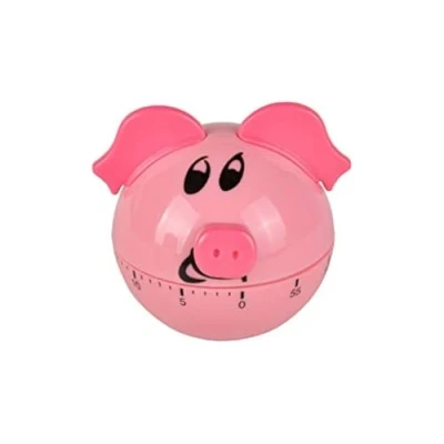 Imagen de Jayron Mechanical Kitchen Timer Pink Pig Cartoon Cute Shape Hour Meter Cuenta Regresiva Despertador sin Batería,Adecuado para Hornear y Cocinar,Aprender