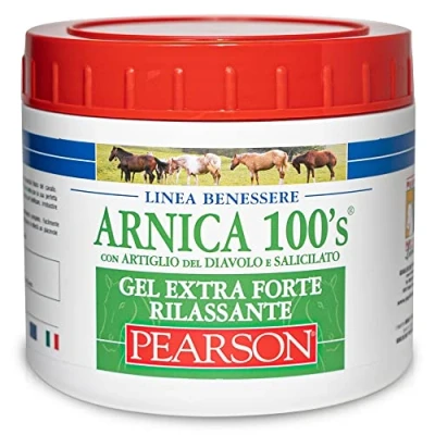 Imagen de PEARSON Arnica 100&#039;S Árnica para Caballos, Gel extrafuerte Relajante [500ml]. Crema de árnica, Fuerte con Garra del Diablo y mentol. Pomada antifatiga