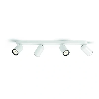 Imagen de Philips Pongee barra de 4 focos blanca casquillo GU10, cabezal ajustable, sin bombilla