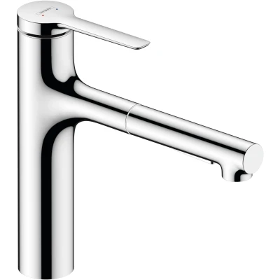 Imagen de hansgrohe Zesis M33, grifo de cocina con ducha extraíble, 2 tipos chorro, mezclador monomando 160 mm, fregadero caño giratorio, cromo