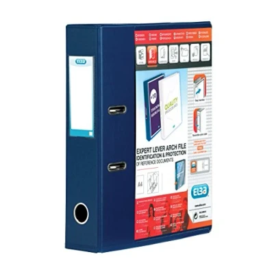 Imagen de Elba Lever Arch File with Clear PVC Cover 70mm Spine A4 Blue Ref 100082303