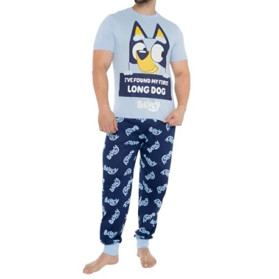 Imagen de Bluey Pijama Hombre Algodon Pijamas Azul M
