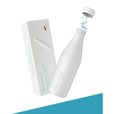 Imagen de SodaNature® Botella de acero inoxidable premium 700 ml para SodaStream Crystal, apta burbujear, lavavajillas y a prueba fugas, accesorios viajes, incluye elegante paquete